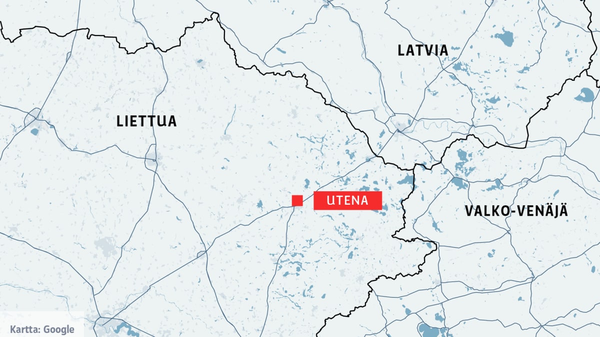 Liettuan kartta jossa merkitty Utena.