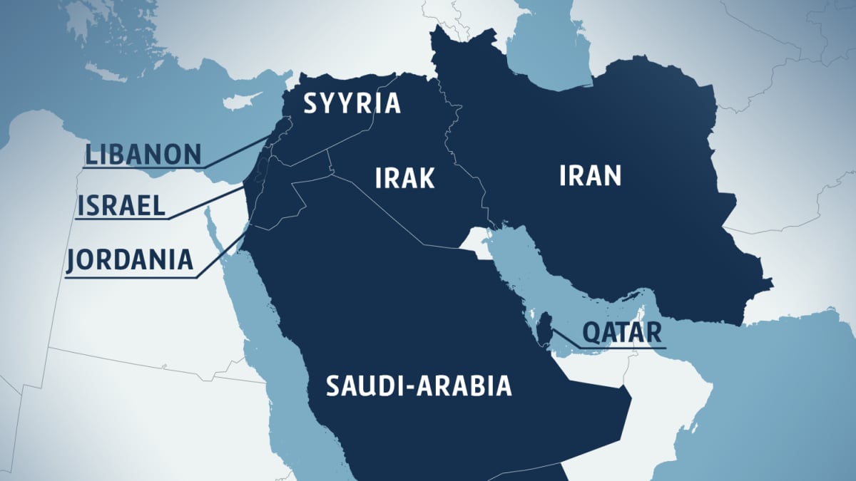 Kartta Lähi-idän alueesta