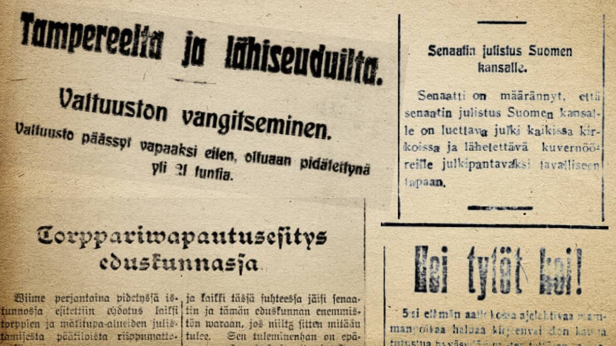 Leipä lopussa, kaupunginvaltuusto vangittuna ja työläisiä maantielle –  Suomen itsenäistymisestä ei 100 vuotta sitten revitelty isoja otsikoita