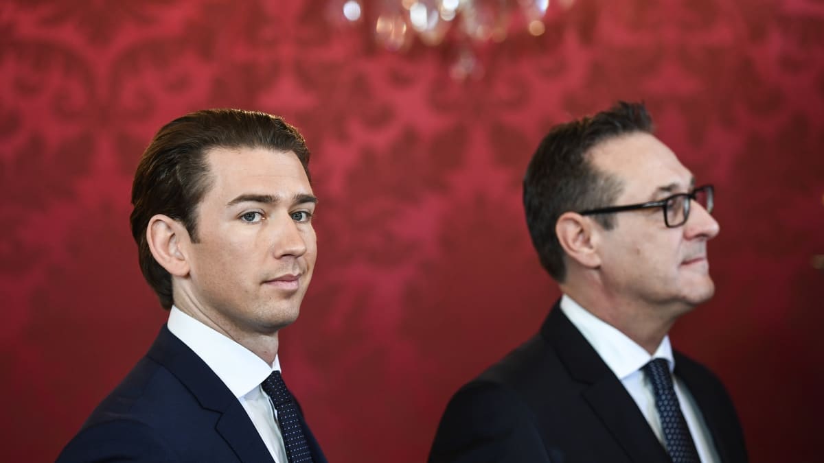 Itävallan liittokansleri Sebastian Kurz ja apulaisliittokansleri / urheiluministeri Heinz-Christian Strache Wienin Hofburg-palatsissa.  