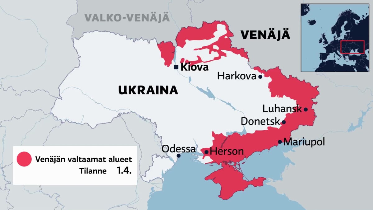 Venäjä etenee Itä-Ukrainassa, mutta se ei ole saanut aikaan läpimurtoa –  katso tästä jutusta, mikä on sotatilanne Ukrainan eri osissa
