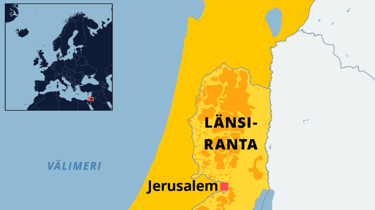 Kartalla Israel, Länsiranta ja Gaza.