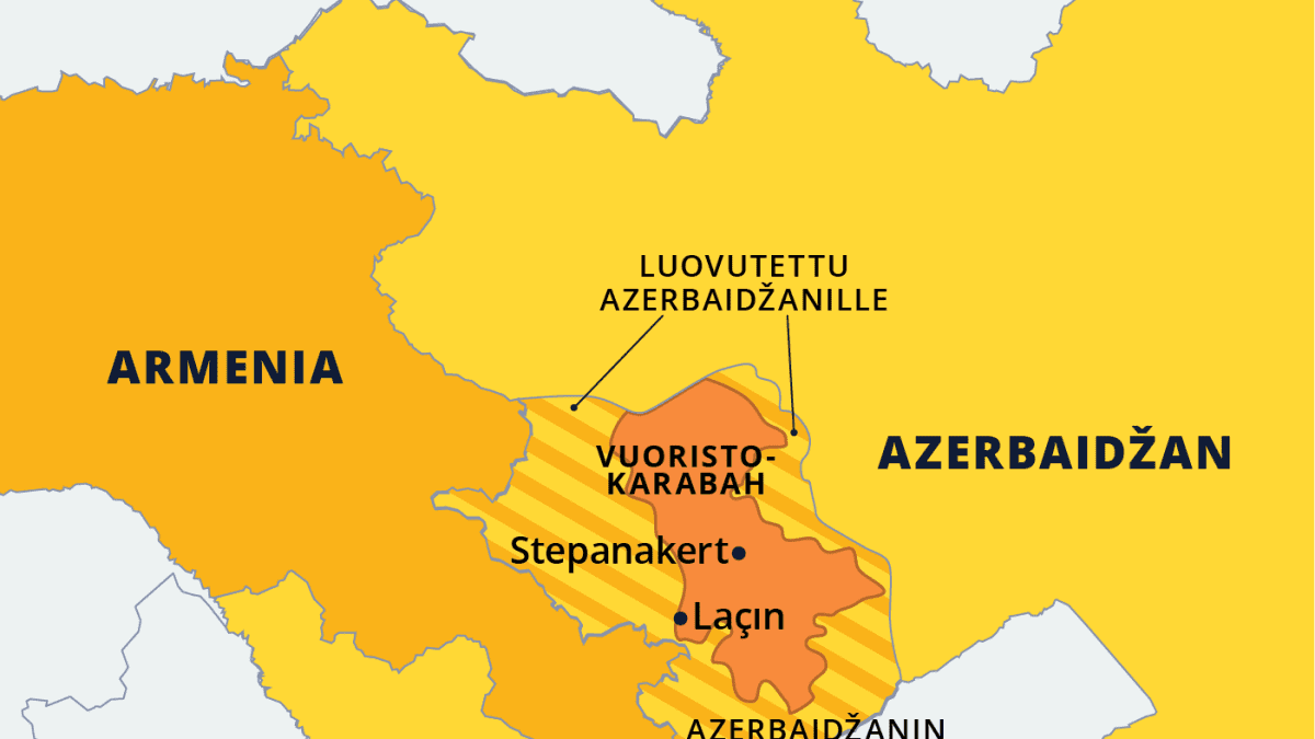 Kartta Vuoristo-Karabahista.