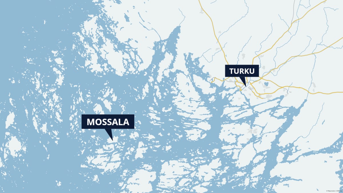 Kartta Mossalan sijainnista suhteessa Turkuun