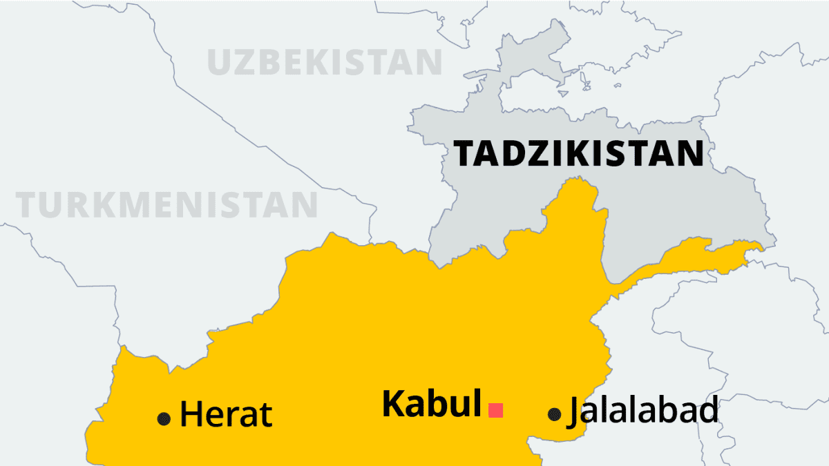 Kartalla Afganistan ja Tadzikistan.