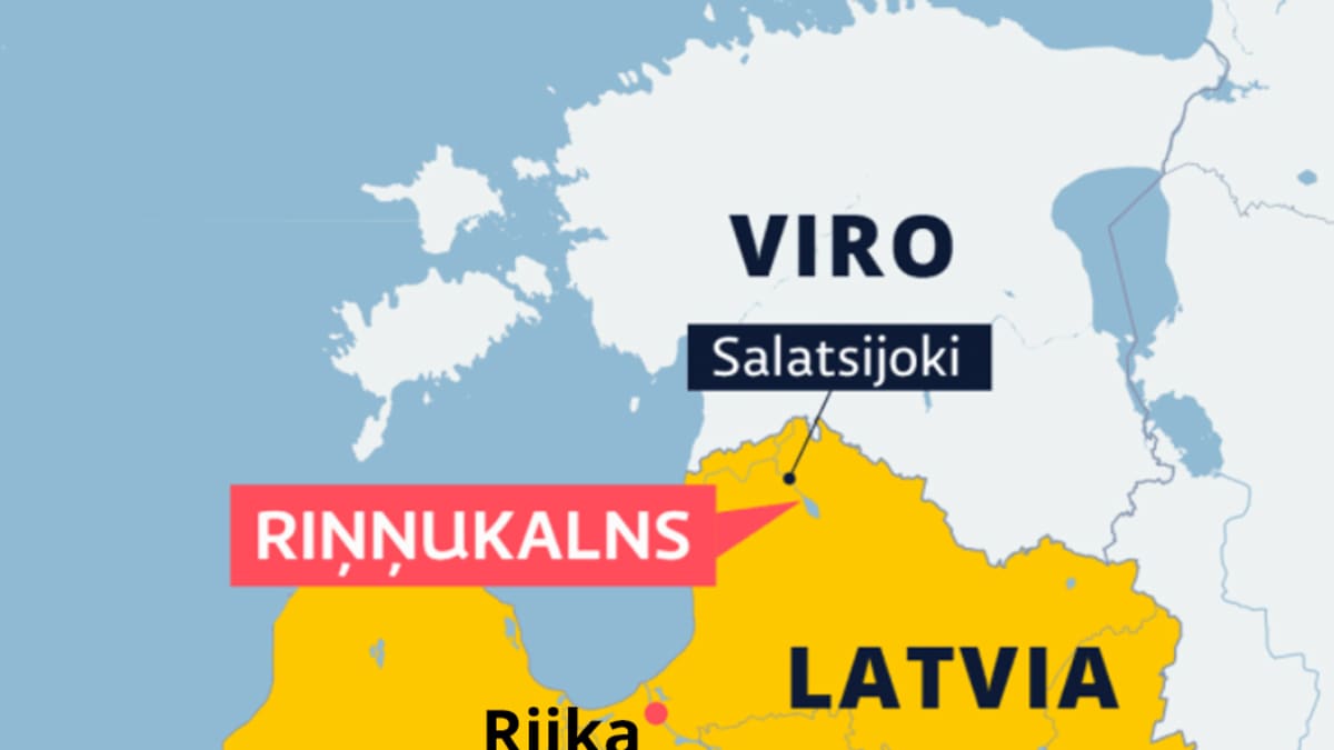 Baltian kartta, johon on merkitty Riņņukalns  ja Salatsijoki