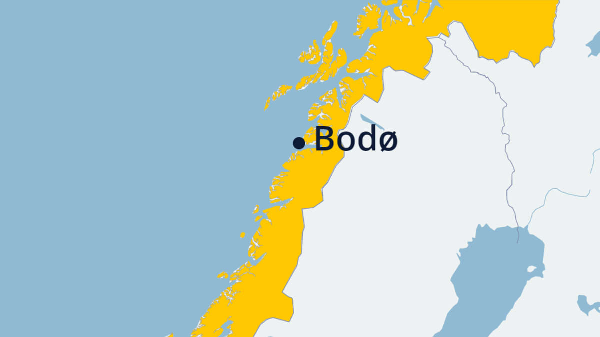Norjan kartta, jossa Bodø, Lillestrøm ja Hamar.