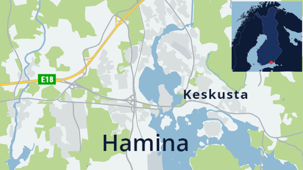 Kartta, joka näyttää Haminan tulevan akkumateriaalitehtaan sijainnin. Se tulee sataman läheisyyteen hieman kauemmas keskustasta.