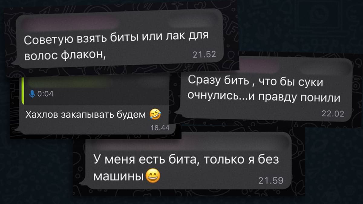 Kuvakaappauksia Venäjää tukevaa autokulkuetta suunnittelevan ryhmän WhatsApp-keskustelusta.