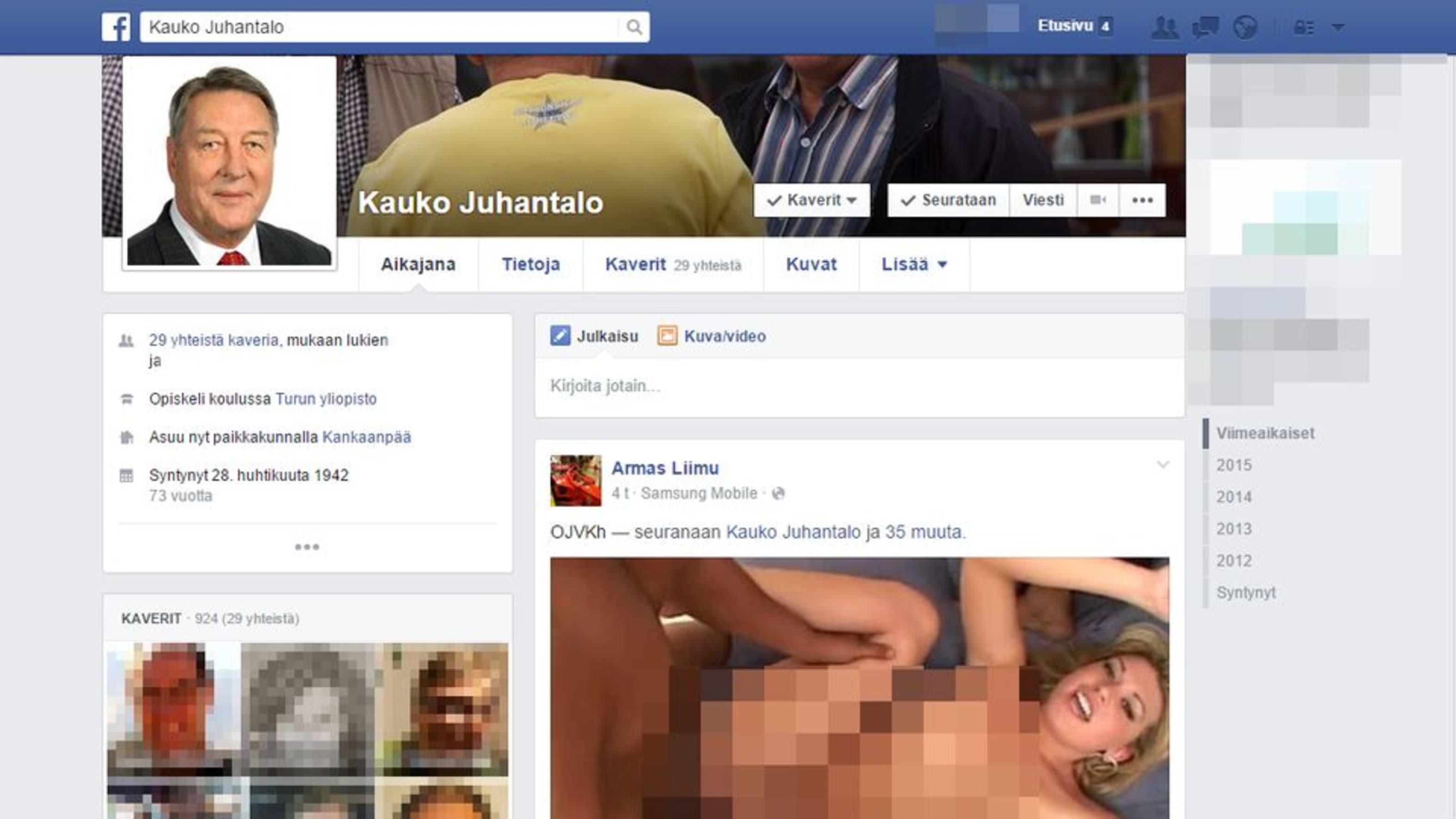 Näkökulma Kansanedustajan Facebook-sivut Pornoa ja muuta mukavaa Yle Uutiset