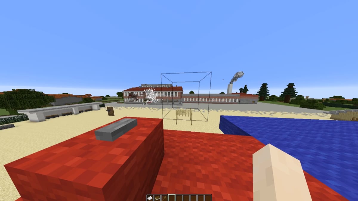 Kuvassa Sarkolan koulun 3D-skannattu mallinnus Minecraft-pelissä.