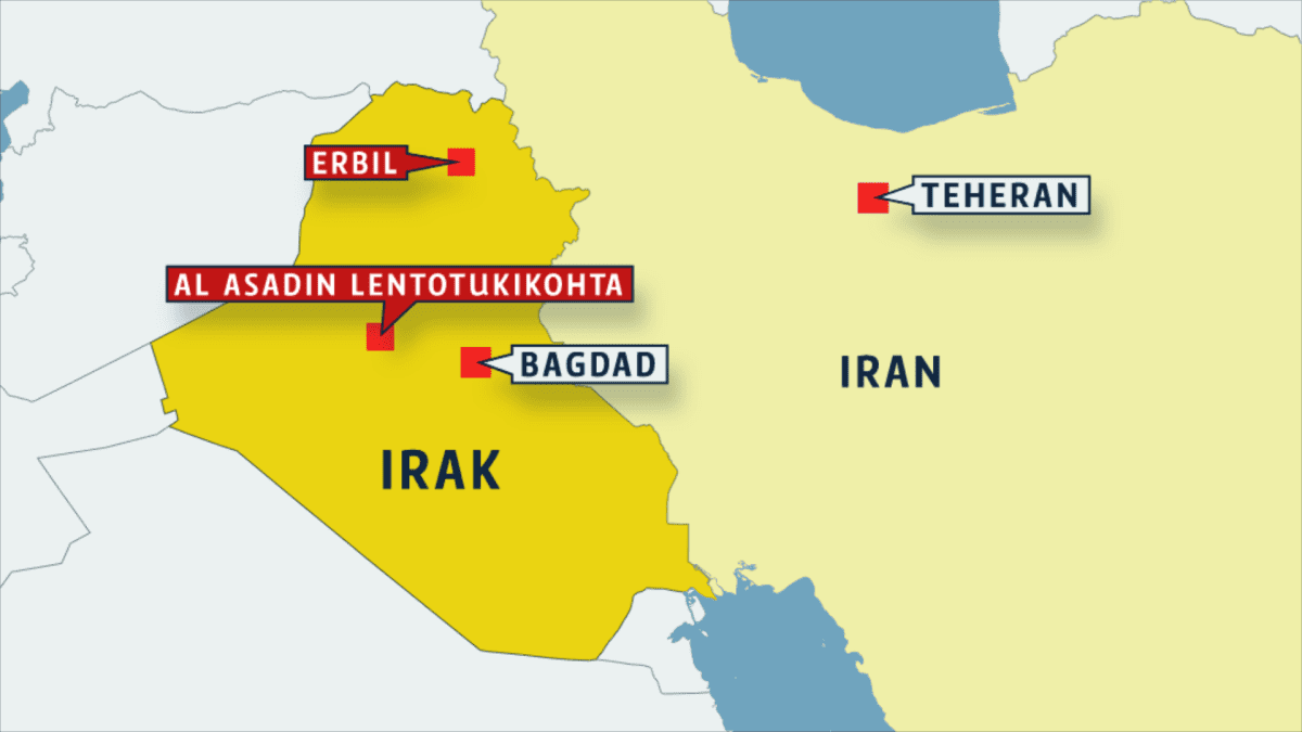irakin kartta jossa iskukohteet