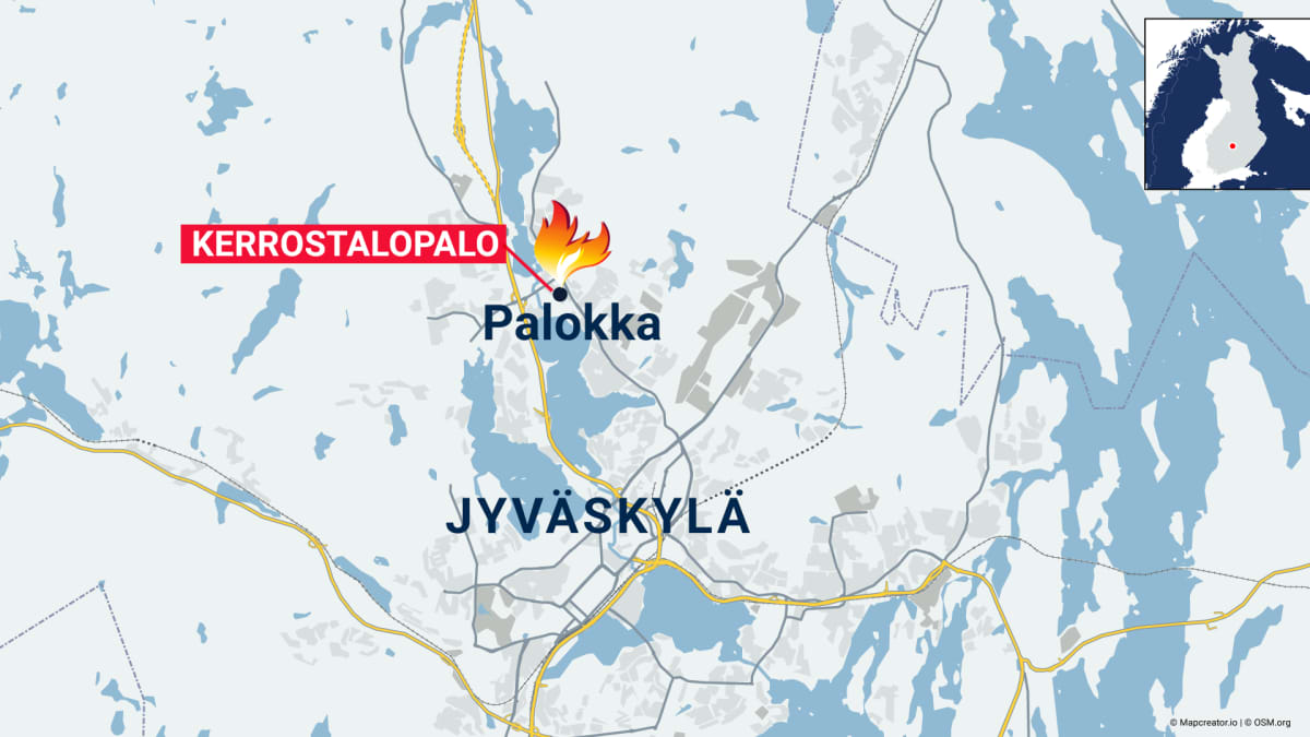 Kerrostalopalo Jyväskylän Palokan kaupunginosassa, kartta