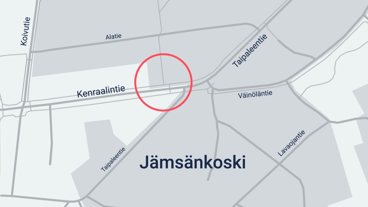 Jämsänkoskella tapahtuneen Pekka Katajan murhan yrityksen tapahtumapaikka.