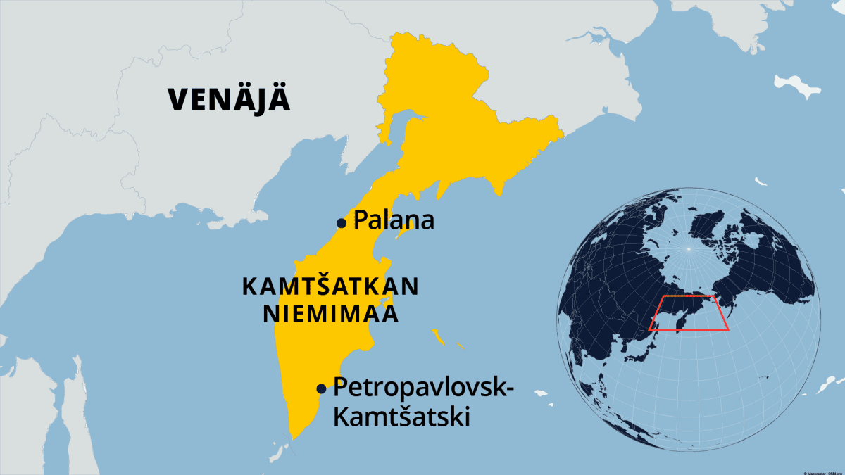 Kartalla Kamtšatkan niemimaa Venäjällä.