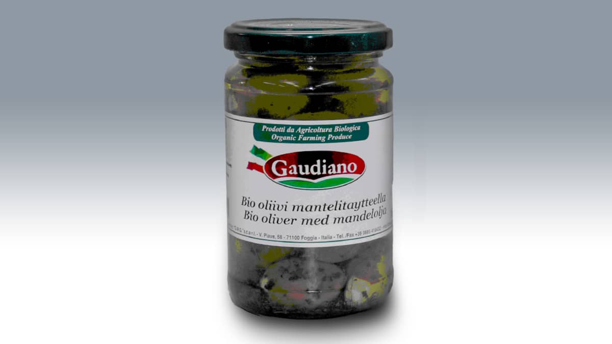 Botulismibakteeria sisältänyt italialainen Gaudiano Bio -mantelioliivipurkki.