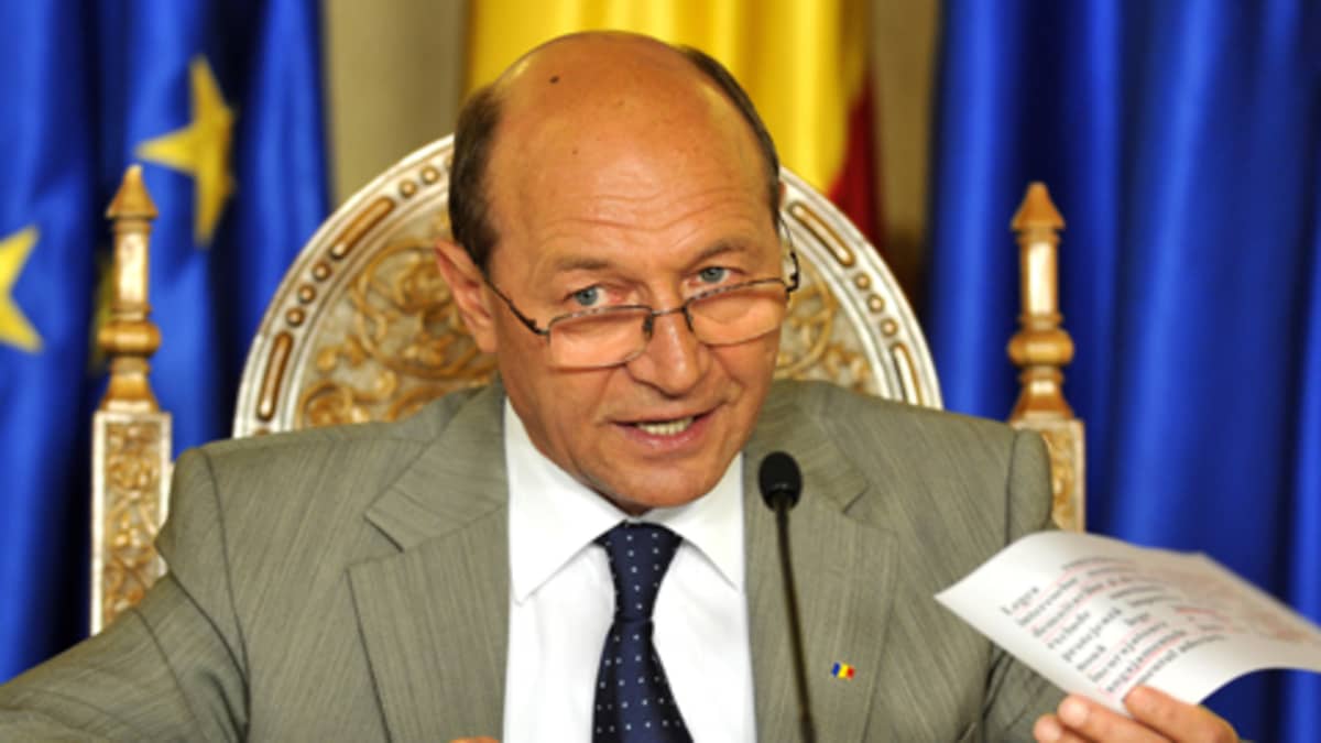 Romanian presidentti Traian Basescu heinäkuussa 2010.