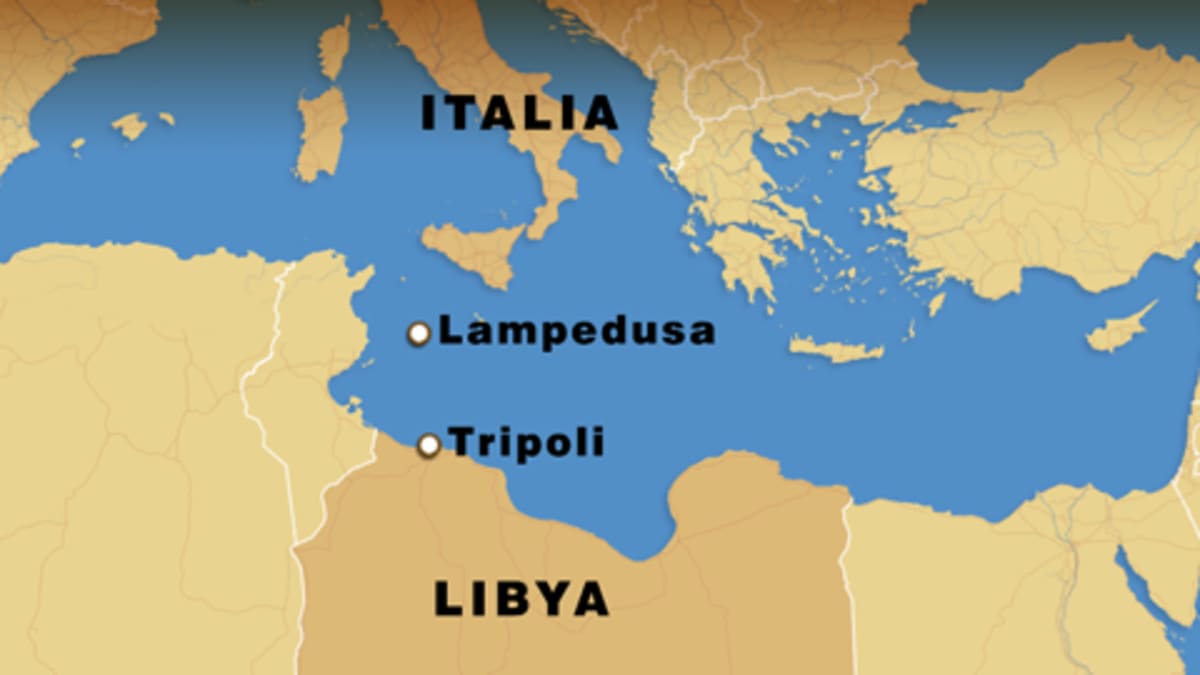 Kartta meriturman onnettomuuspaikasta Välimerellä.