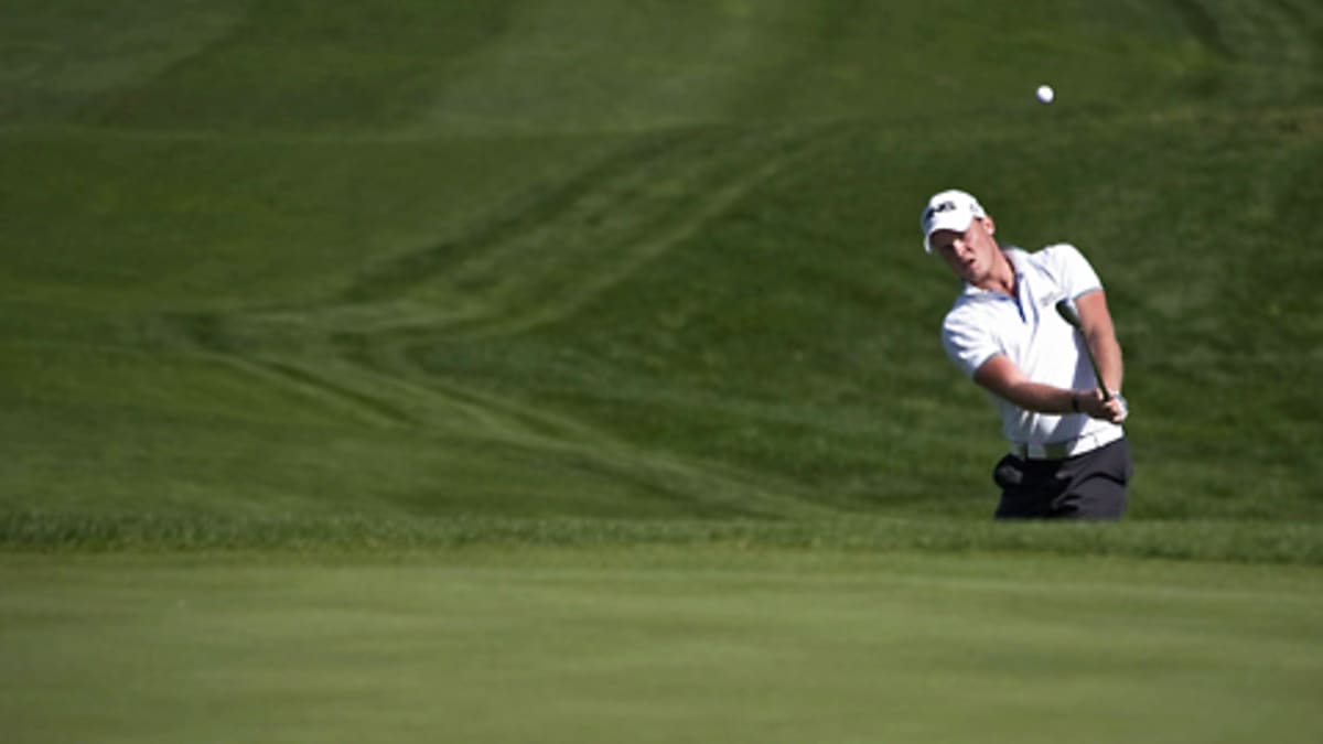 Brittiläinen Danny Wilett lyö golfpalloa Espanjan Madrid Masters -turnauksessa.