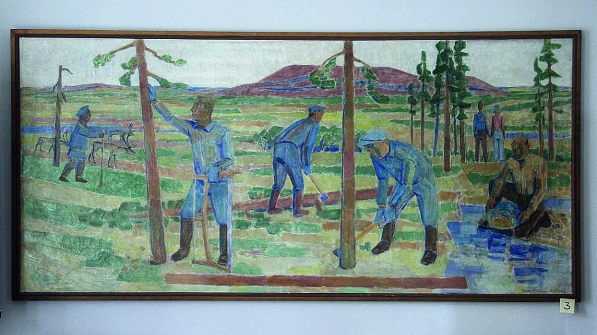 Tauno Hämeranta: Lapin elinkeinoelämää (1950) / Rovaniemen PYP - poistettu Nordean taidekokoelmista.