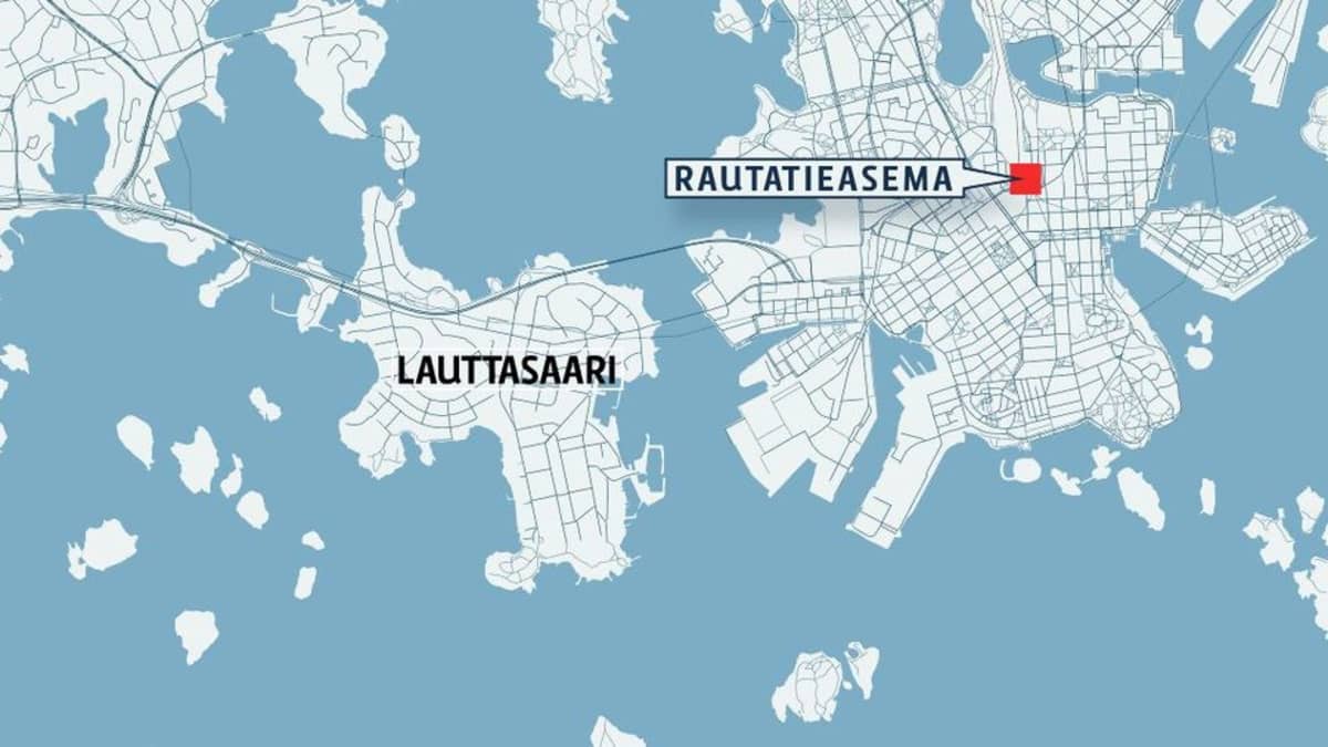 Kartta Lauttasaaren sijainnista.