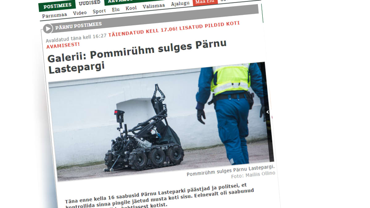 Kuvakaappaus Pärnun Postimees -lehdestä.