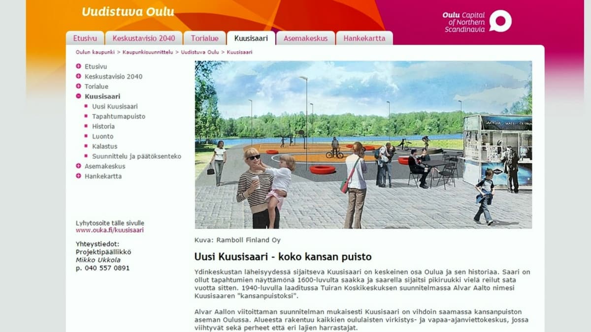 Kuvakaappaus Oulun kaupungin nettisivulta