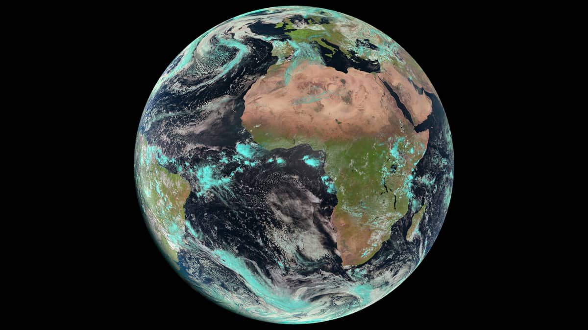 Meteosat-10-satelliitin kuva maapallosta.
