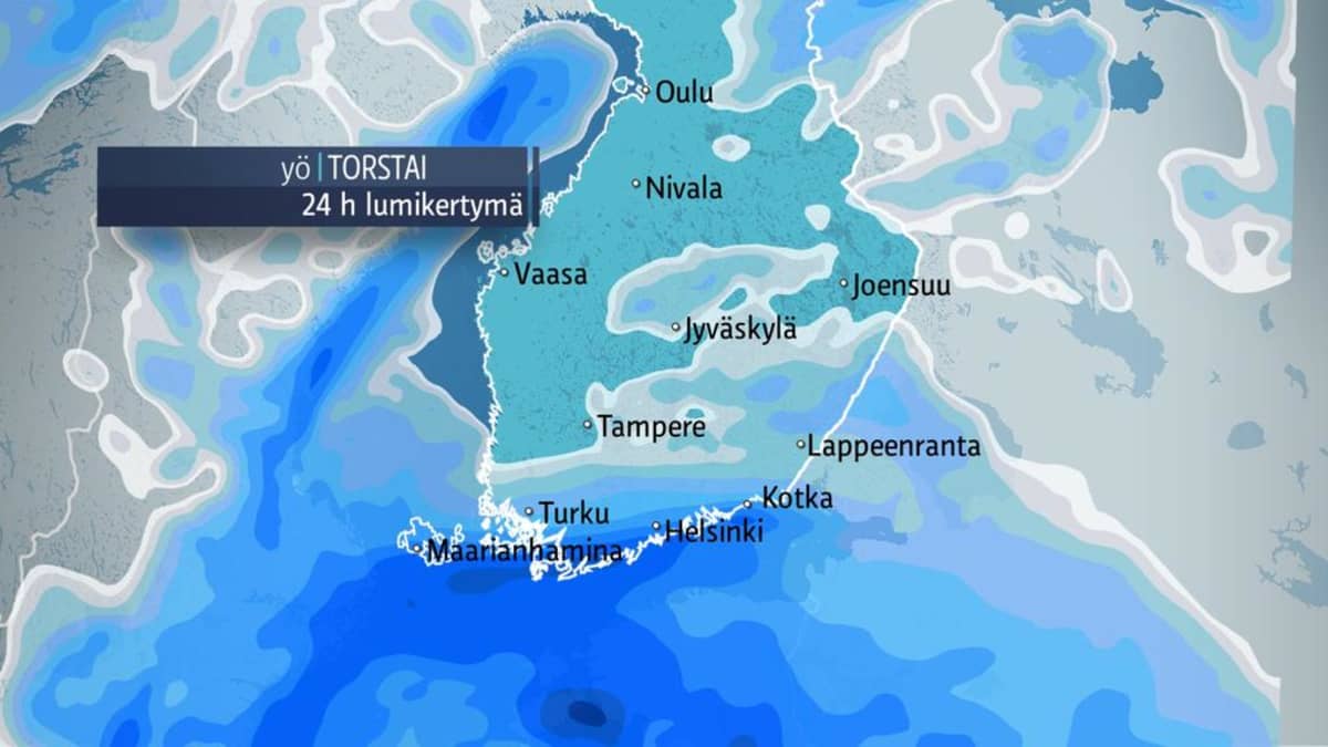Säägrafiikka: Lumikertymäennuste kartalla