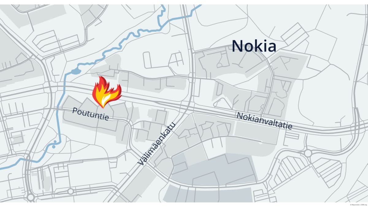 Kartan Nokian keskustasta ja Poutuntiestä.