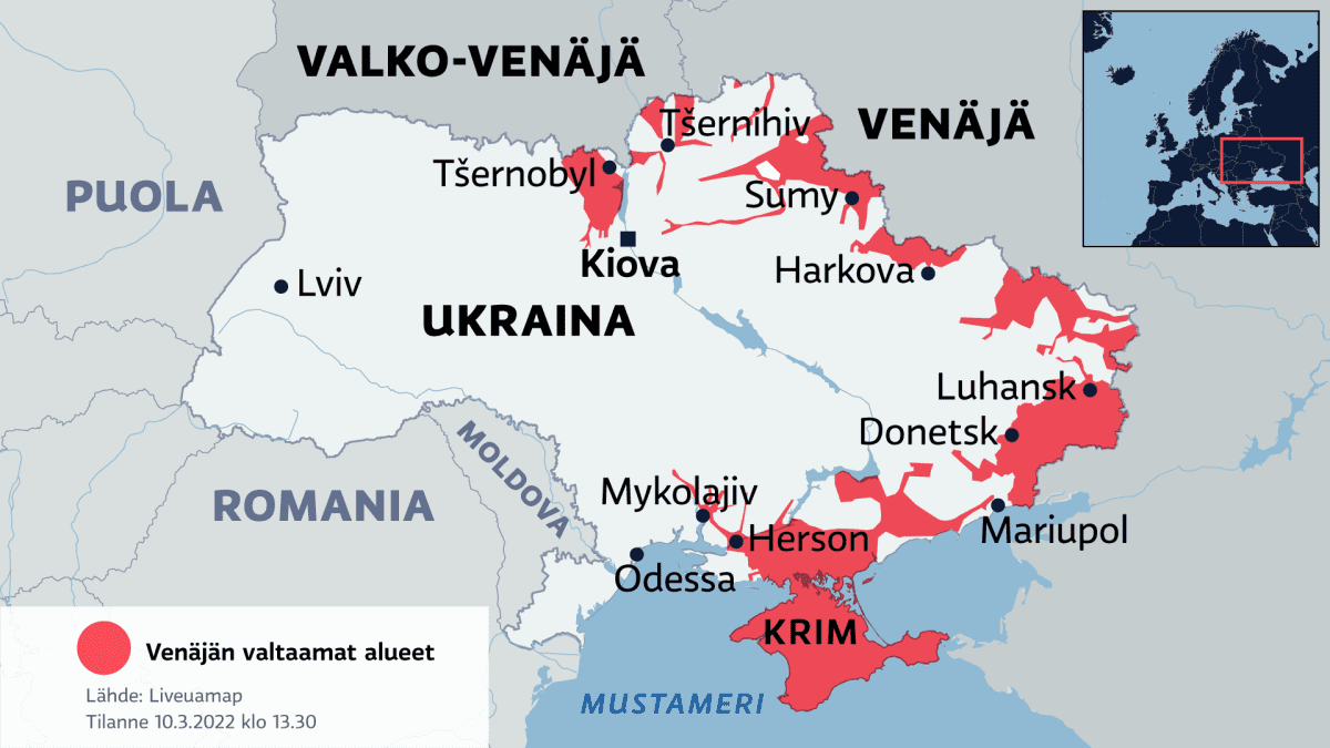 Kartat näyttävät tilanteen Ukrainan sodan tärkeimmillä rintamilla | Yle  Uutiset