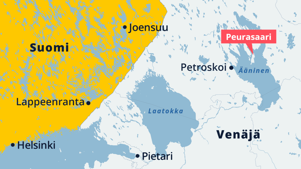 Peurasaaren sijainti Äänisellä Venäjällä.