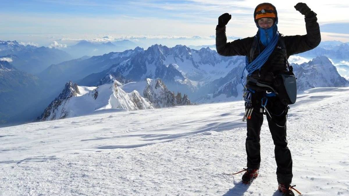 Imatralainen vuorikiipeilijä Juho Knuuttila Mont Blancilla kesäkuussa 2014.