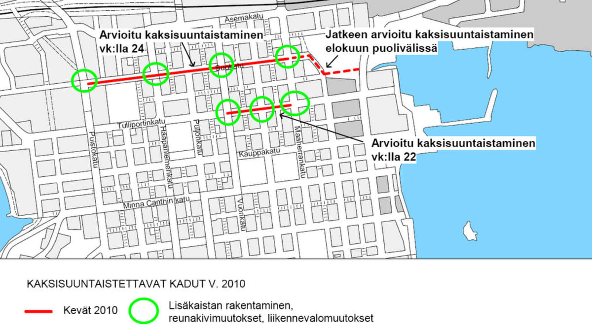 Kuopion keskustan katujen kaksisuuntaistaminen jatkuu | Yle Uutiset
