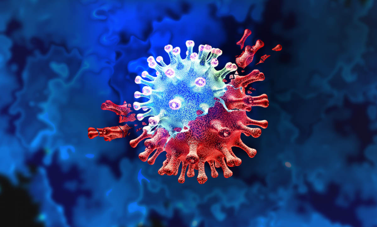 Animation av hur ett coronavirus muterar.