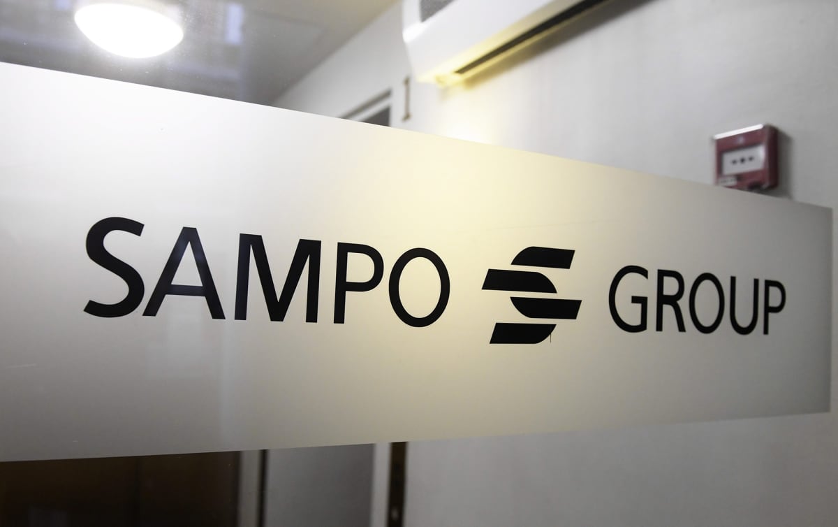 Sampo Groupin tunnus yhtiön pääkonttorin ovessa Helsingissä.