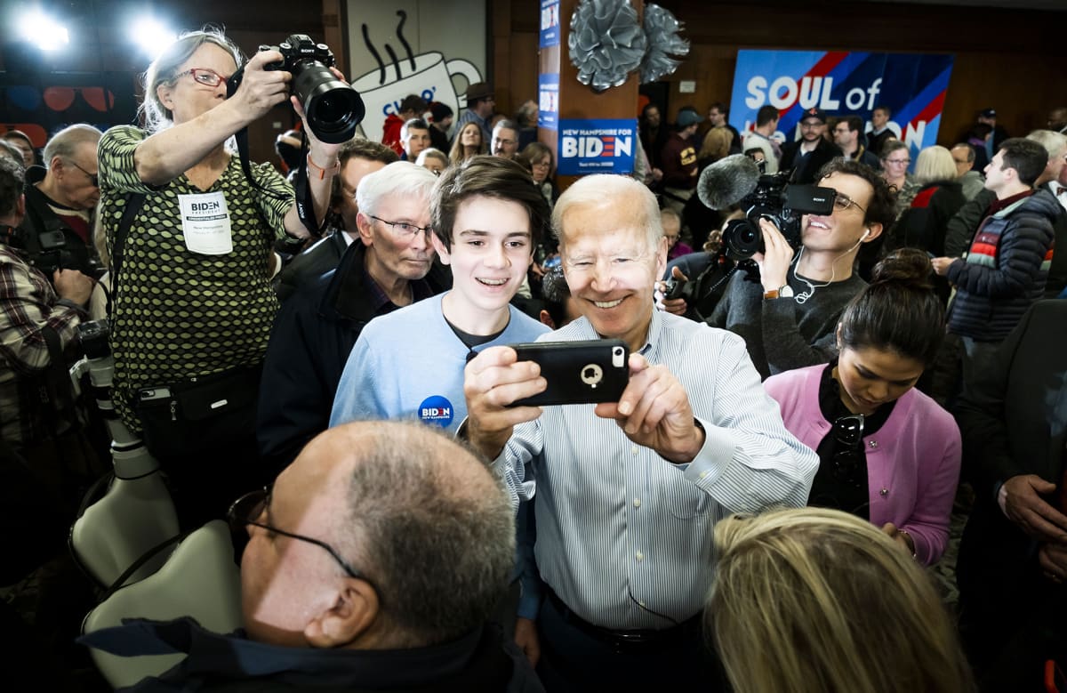 Joe Biden kampanjoimassa Hamptonissa 9. helmikuuta.