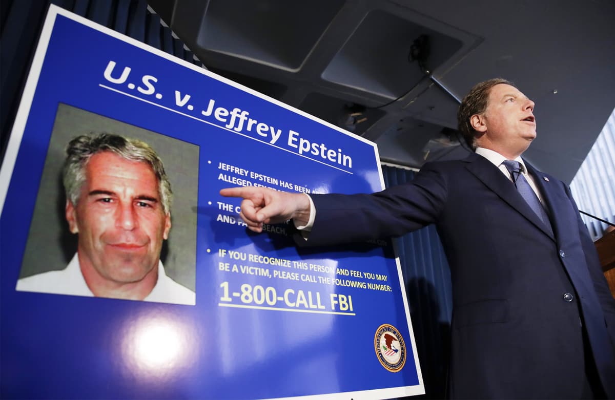 Syyttäjä Geoffrey Berman puhui tiedotustilaisuudessa, jossa käsiteltiin Jeffrey Epsteinin pidätystä New Yorkissa 8. heinäkuuta.
