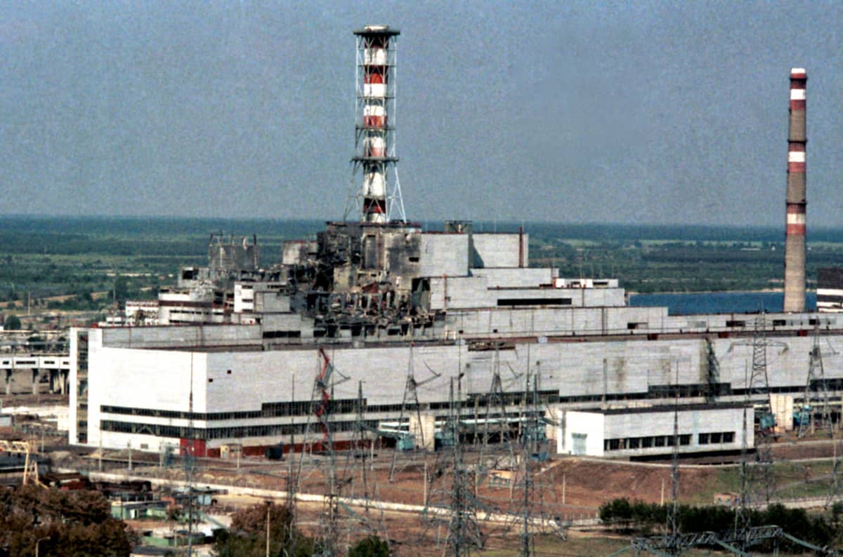 Tšernobylin ydinvoimala onnettomuuden jälkeen.