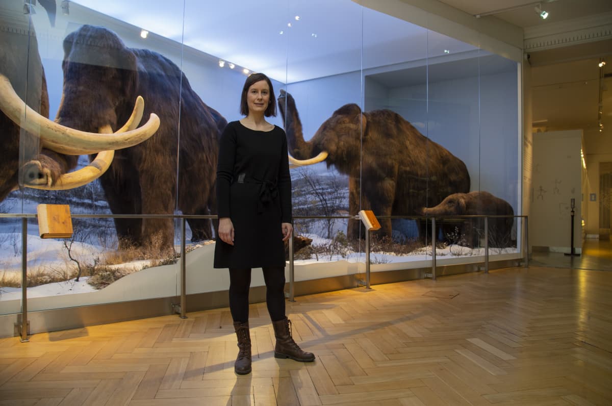  Laura Arppe Helsingin luonnontieteellisen museon mammuttinäyttelyn edessä. 