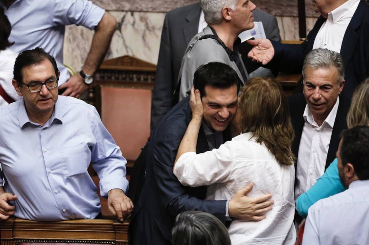 Kreikan pääministeri Alexis Tsipras äänestyksen jälkeen.