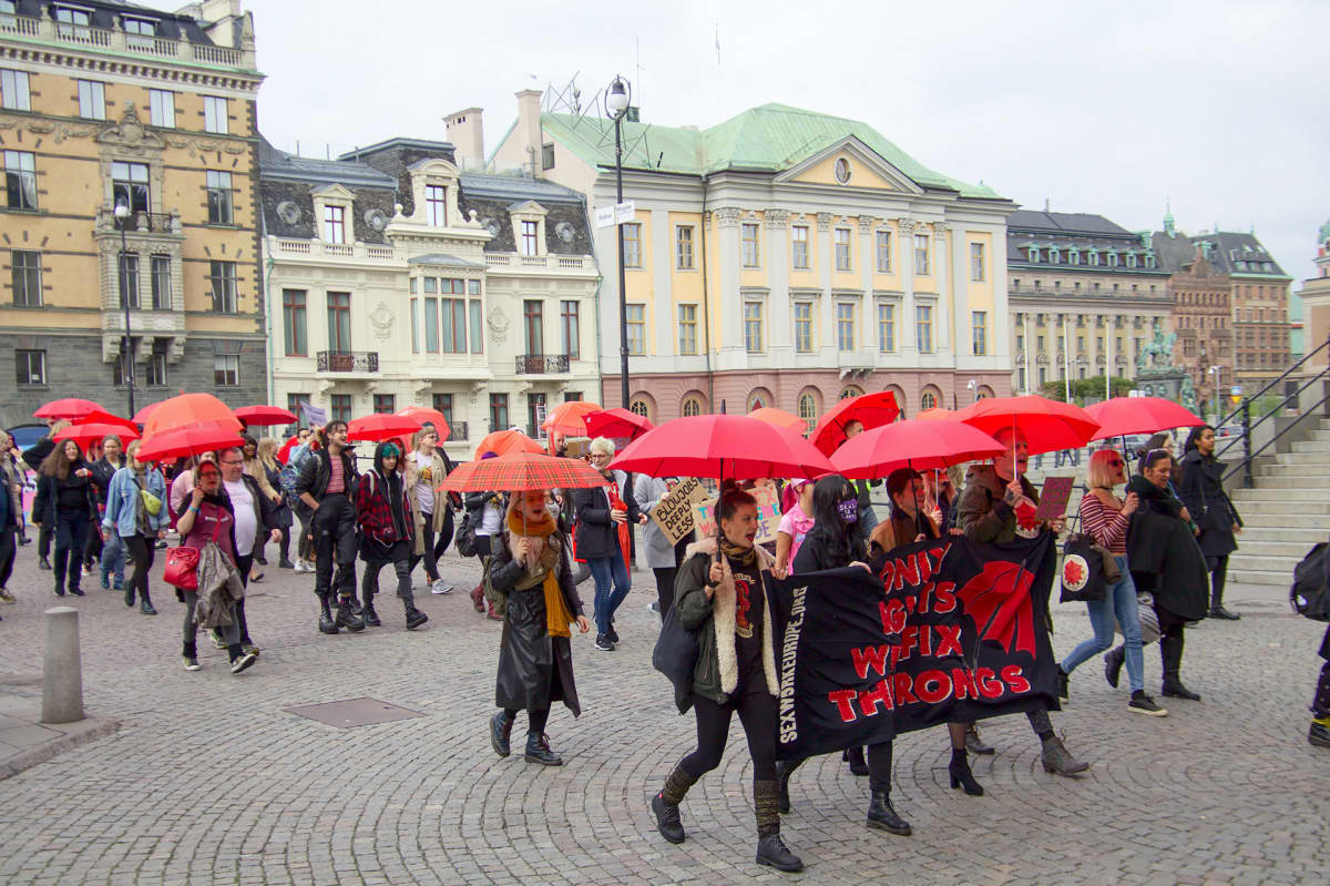 Seksityöntekijät osoittavat mieltään Tukholmassa