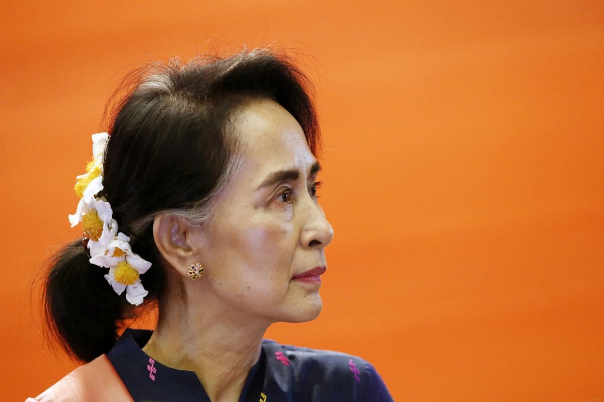 Myanmarin hallituksen neuvonantaja Aung San Suu Kyi.
