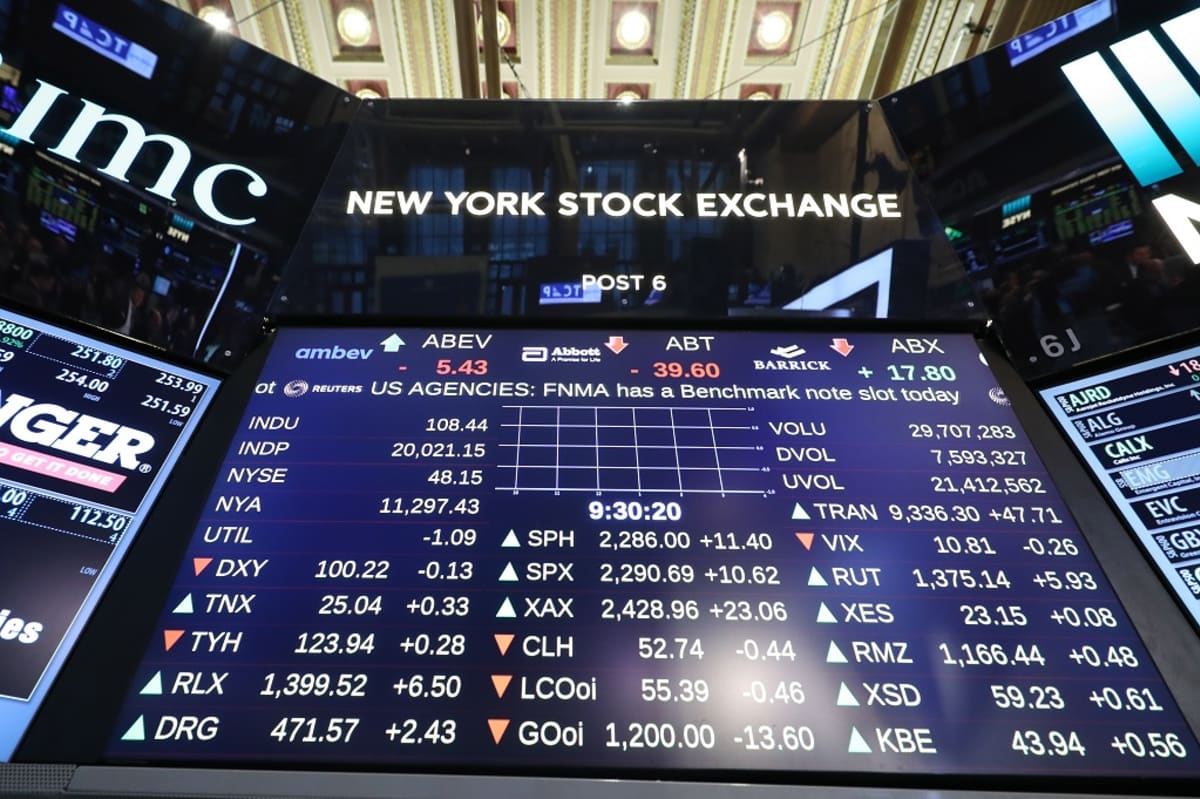 Näkymä New Yorkin pörssitauluihin 25. tammikuuta 2017.