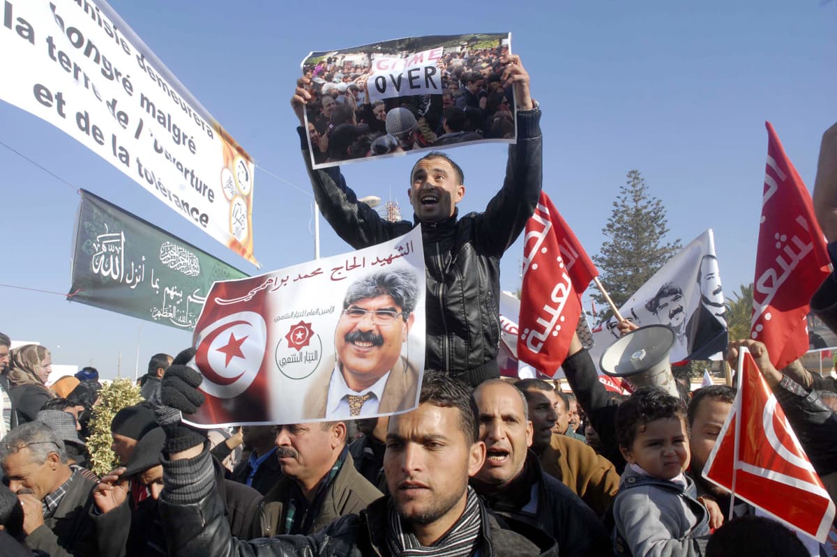Mielenosoitus 17. joulukuuta 2013 Sidi Bouzidissa, Tunisiassa.