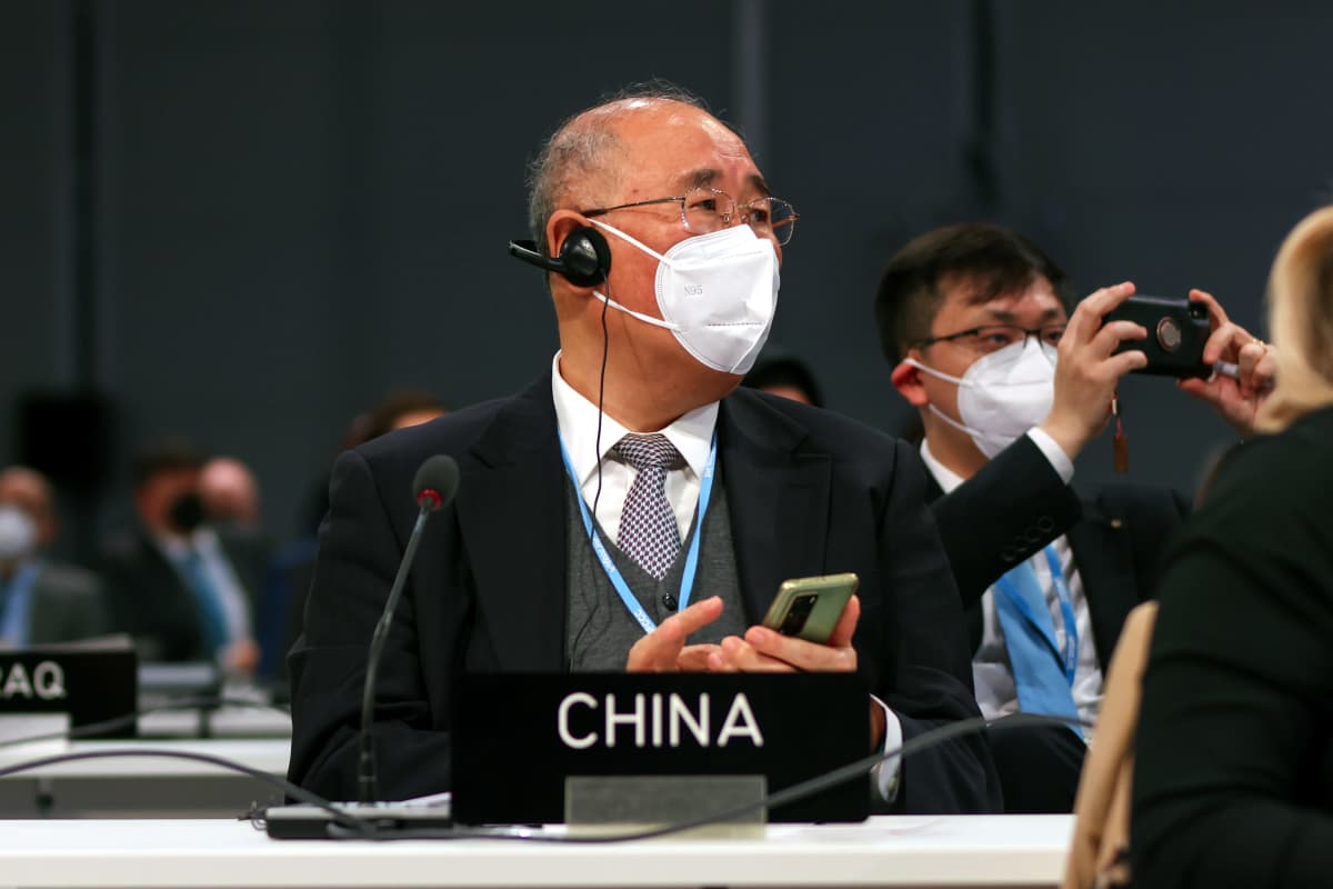 Kiinan kokousedustaja YK:n ilmastokokouksessa Glasgowissa avajaisseremoniassa 1.11.2021