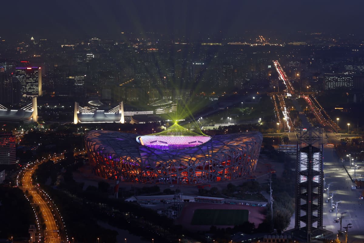 Kuvassa Pekingin vuoden 2022 talviolympialaisten päästadion