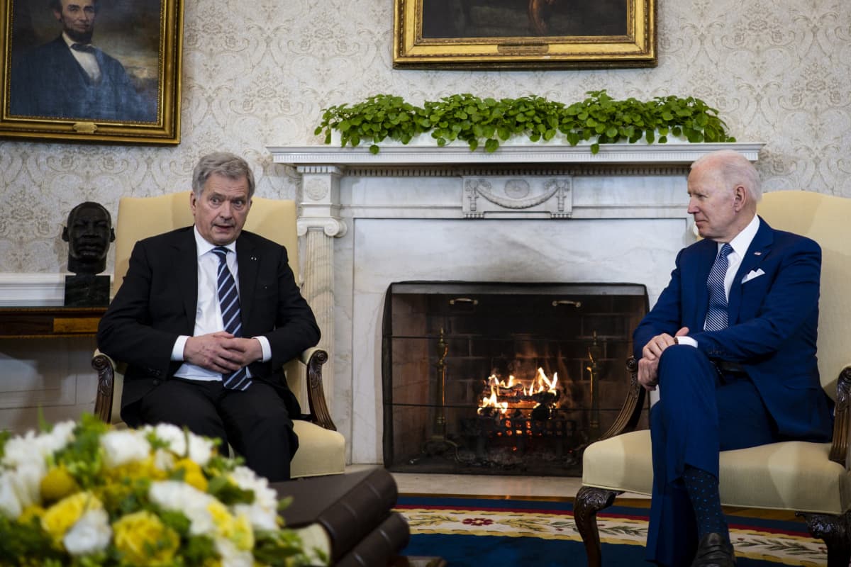 Suomen presidentti Sauli Niinistö vieraili Valkoisessa talossa ja neuvotteli turvallisuuspolitiikasta Yhdysvaltain presidentin Joe Bidenin kanssa perjantaina, 4.3.2022.