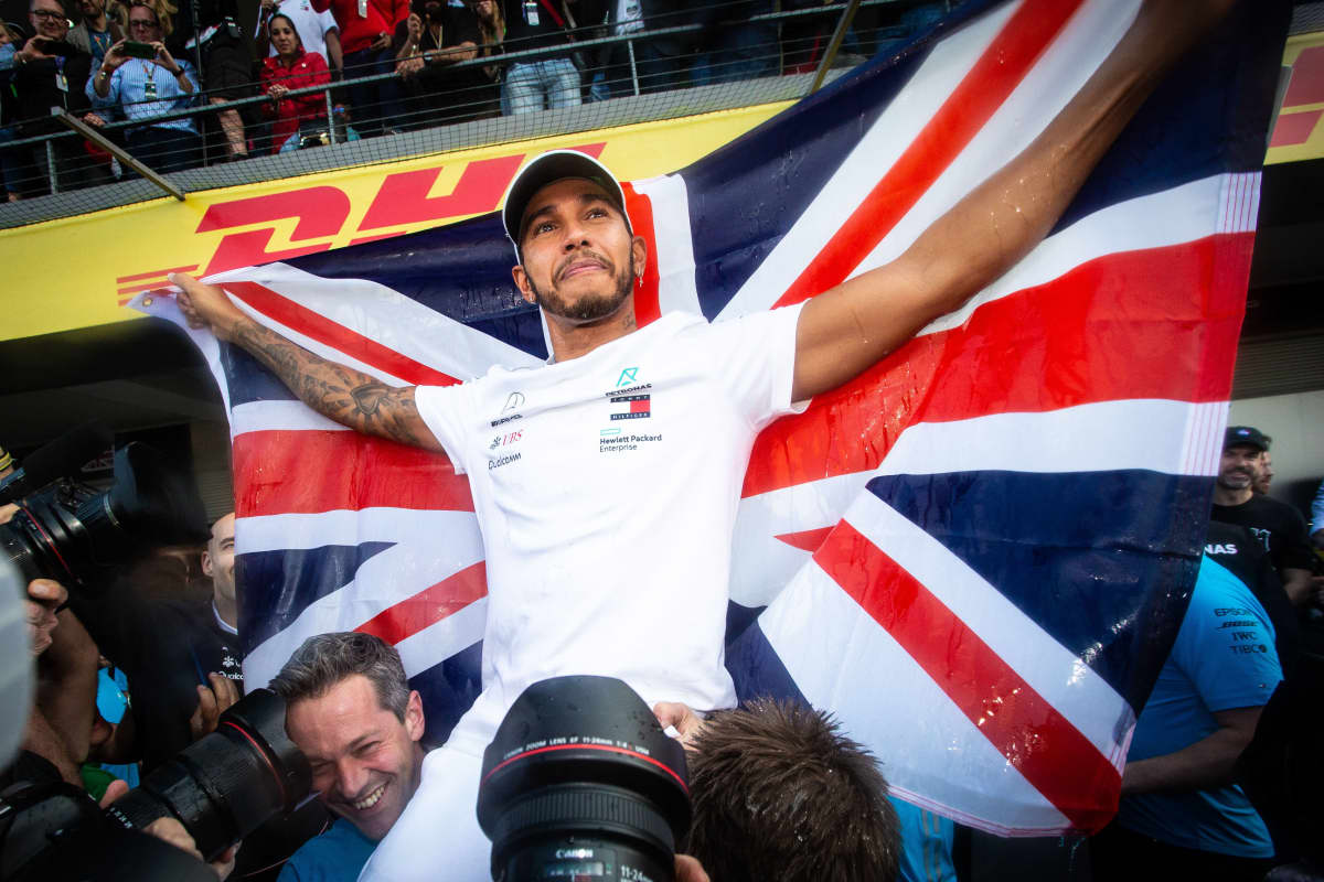 Lewis Hamilton Meksikon osakilpailun 2018 jälkeen, kun mestaruus varmistui.