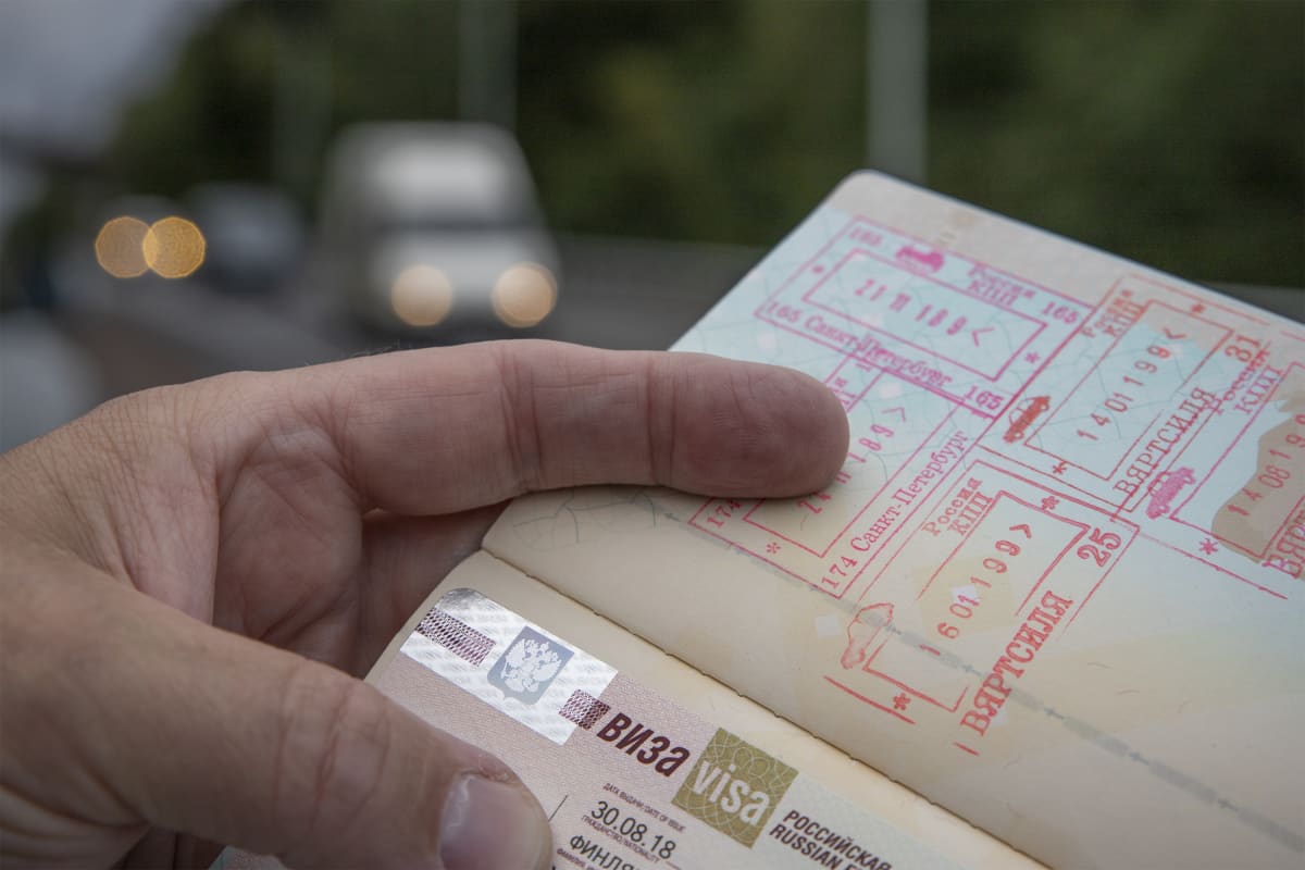 Passi, jossa leimoja ja viisumi Venäjälle.